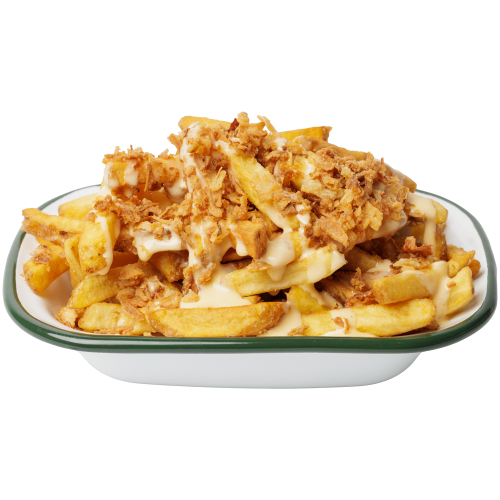 Photo du produit Frites maison Cheddar + oignons frits, non contractuelle