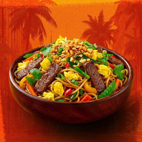Photo du produit 🍜 NOUILLES THAÏ — NOUILLES SAUTÉES, SAUCE SOJA CARAMÉLISÉE, non contractuelle