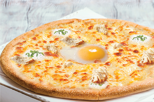 Photo du produit Pizza Boursin (base crème), non contractuelle