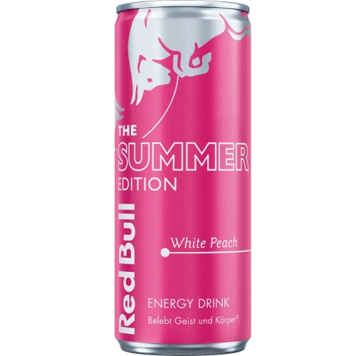 Photo du produit Redbull White Peach 25cl, non contractuelle