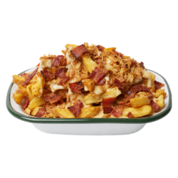 Photo du produit Frites maison Cheddar + Bacon crispy + Oignons frits, non contractuelle