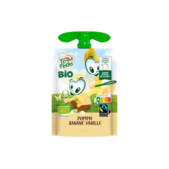 Photo du produit Pom’Potes Pomme Banane Vanille Bio sans sucres ajoutés 90gr, non contractuelle
