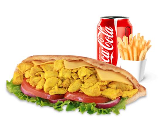 Photo du produit MENU ESCALOPE MARINÉ SANDWICH, non contractuelle