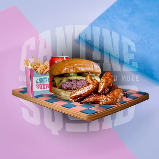 Photo du produit D2 – Cheese + 3 Wings 🍔🍗, non contractuelle