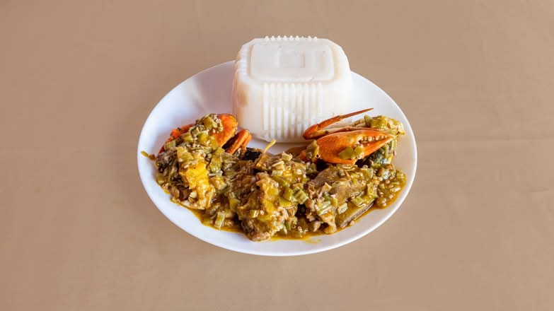 Photo du produit Placali et Sauce Gombo Plat, non contractuelle