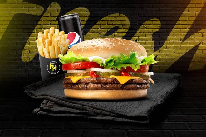 Photo du produit Menu Double cheese Burger, non contractuelle
