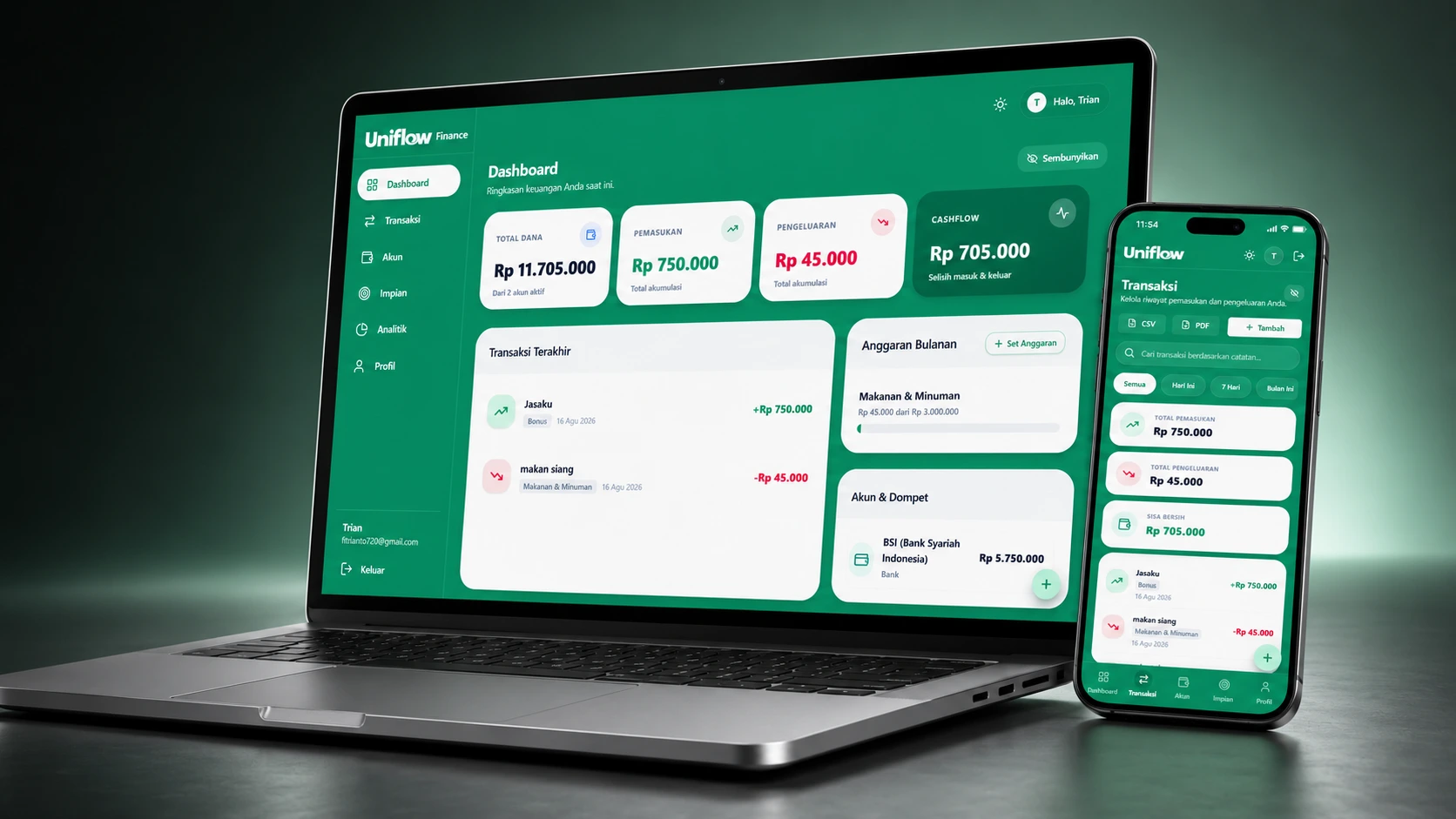 UniFlow Finance Dashboard