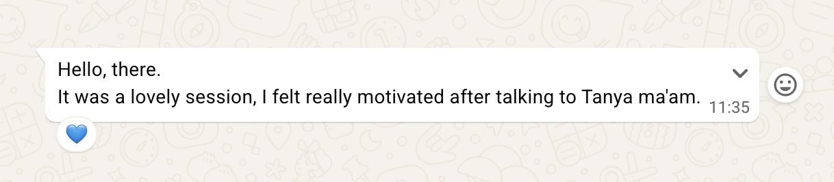 Got this amazing feedback from a user who booked a session with Tanvi (the lit baddie). Jai Bhim! 💙 https://unifythelit.com/mentors/tanvi-jadhav