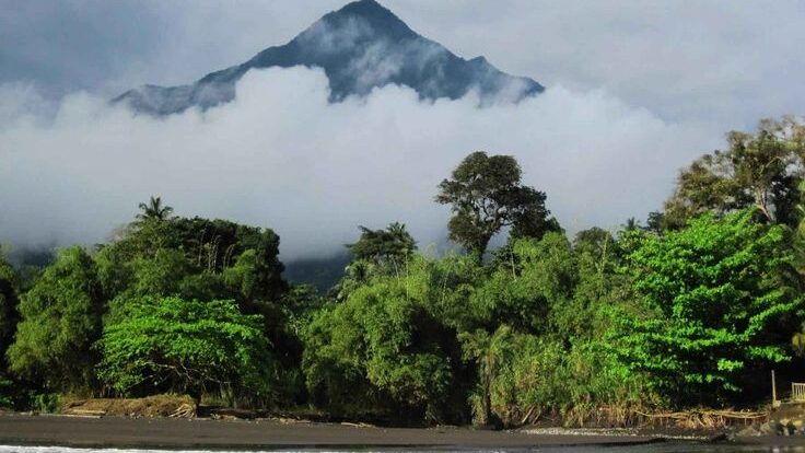 Mount Cameroon view from accommodation in Buea or Limbe