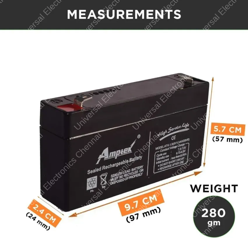 AMPTEK 6V 1.3AH 1