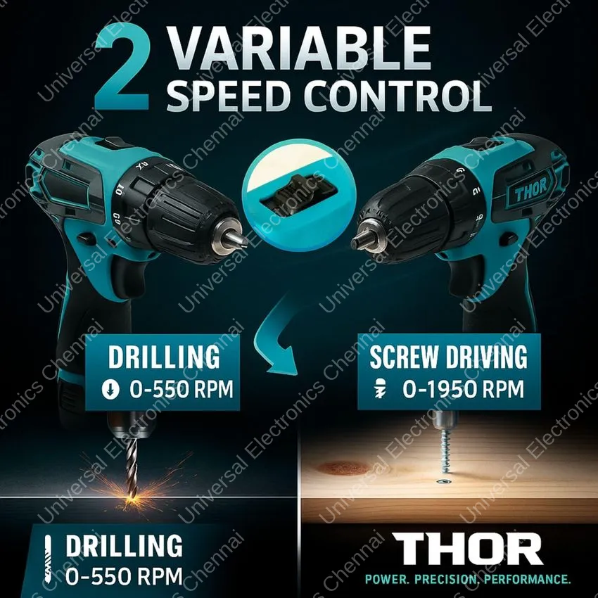 THOR 12V Cordless Drill Driver Kit 2