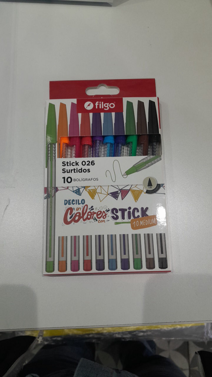 Lapicera Bolígrafo Stick 026 Estuche X10 Colores Transparente Multicolor