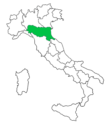 Mappa Italia con Emilia-Romagna evidenziata - Reggio Emilia