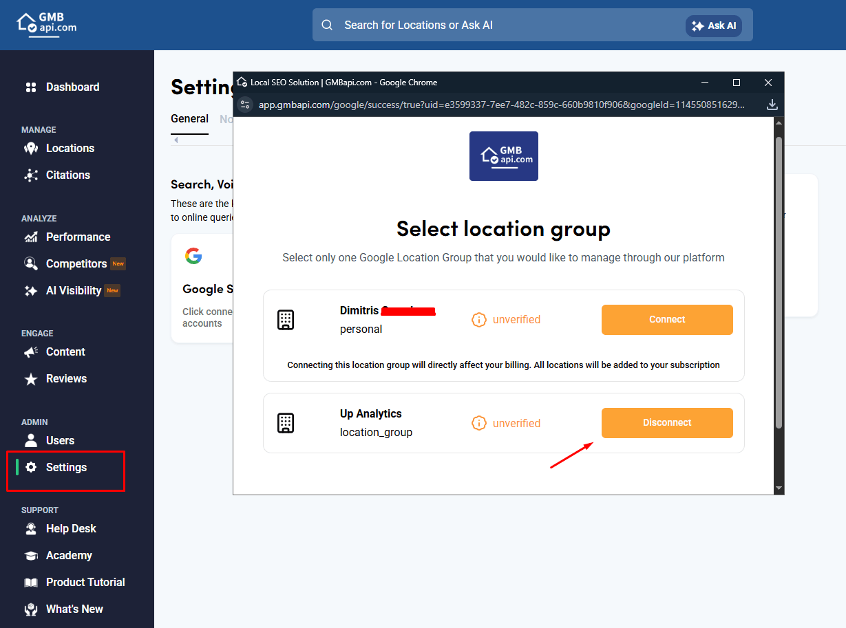 Disconnect Locations