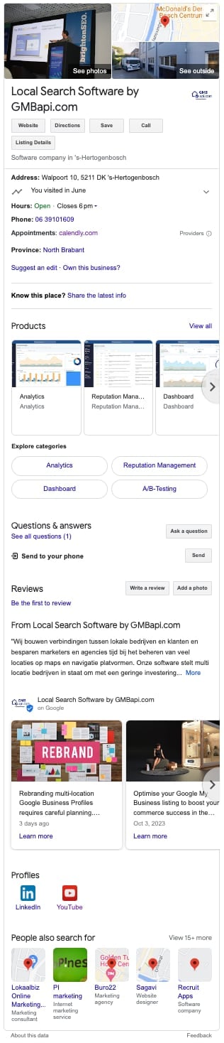 Long view Google Business Profile