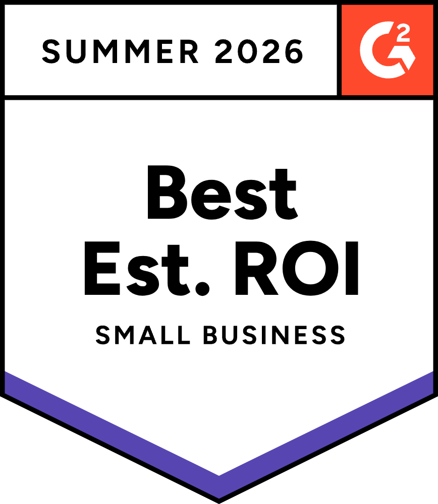 G2 Best Estimated ROI (Small Business) badge – Local Marketing – Summer 2026