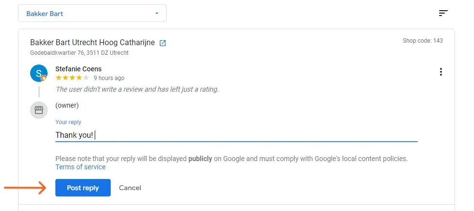 Reply to Google Review - Post Reply