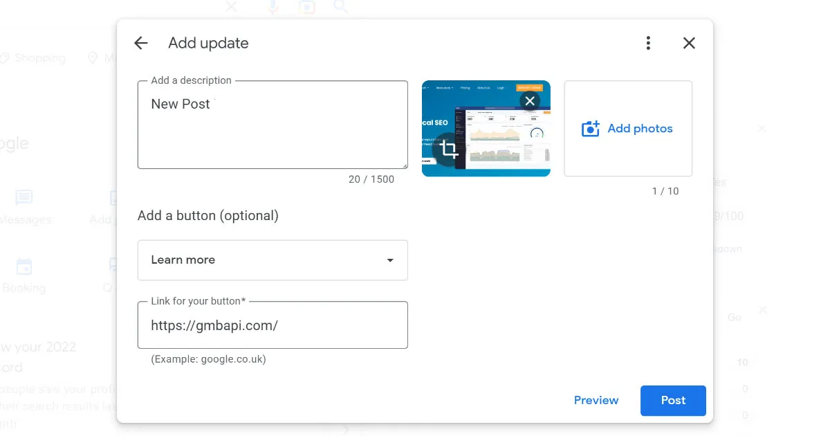 how to create post google business profile
