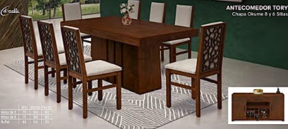 COMEDOR TORY DE 8 SILLAS CHAPA OKUME