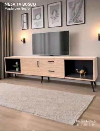 MESA DE TV BOSCO MAPLE CON NEGRO