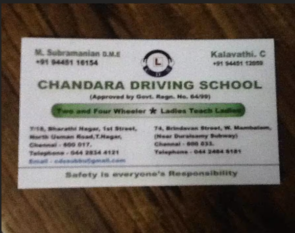 Chandara Driving School in  T Nagar