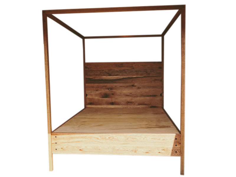 Rustic Oak Canopy Bed