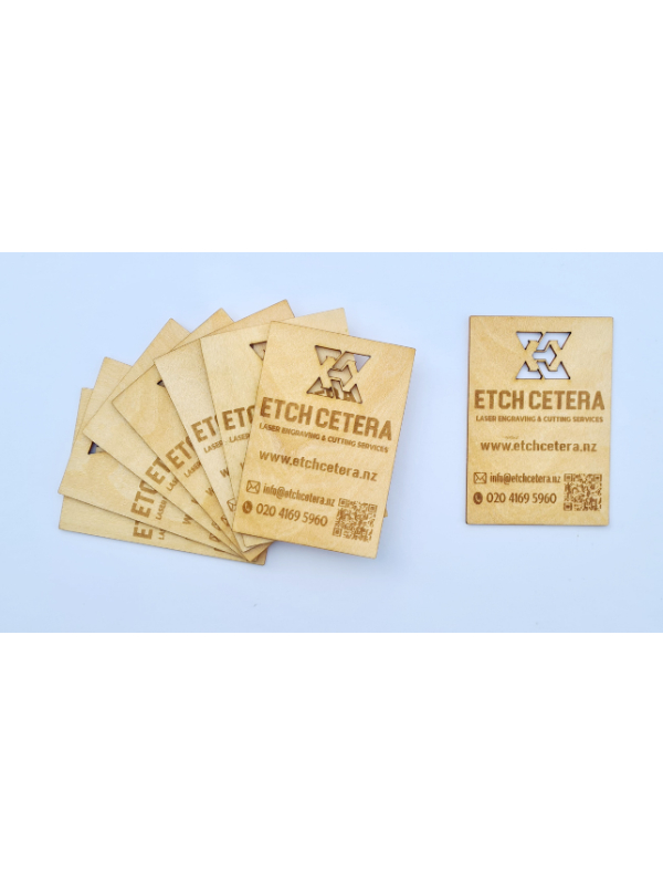Wooden laser cut and engraved business cards