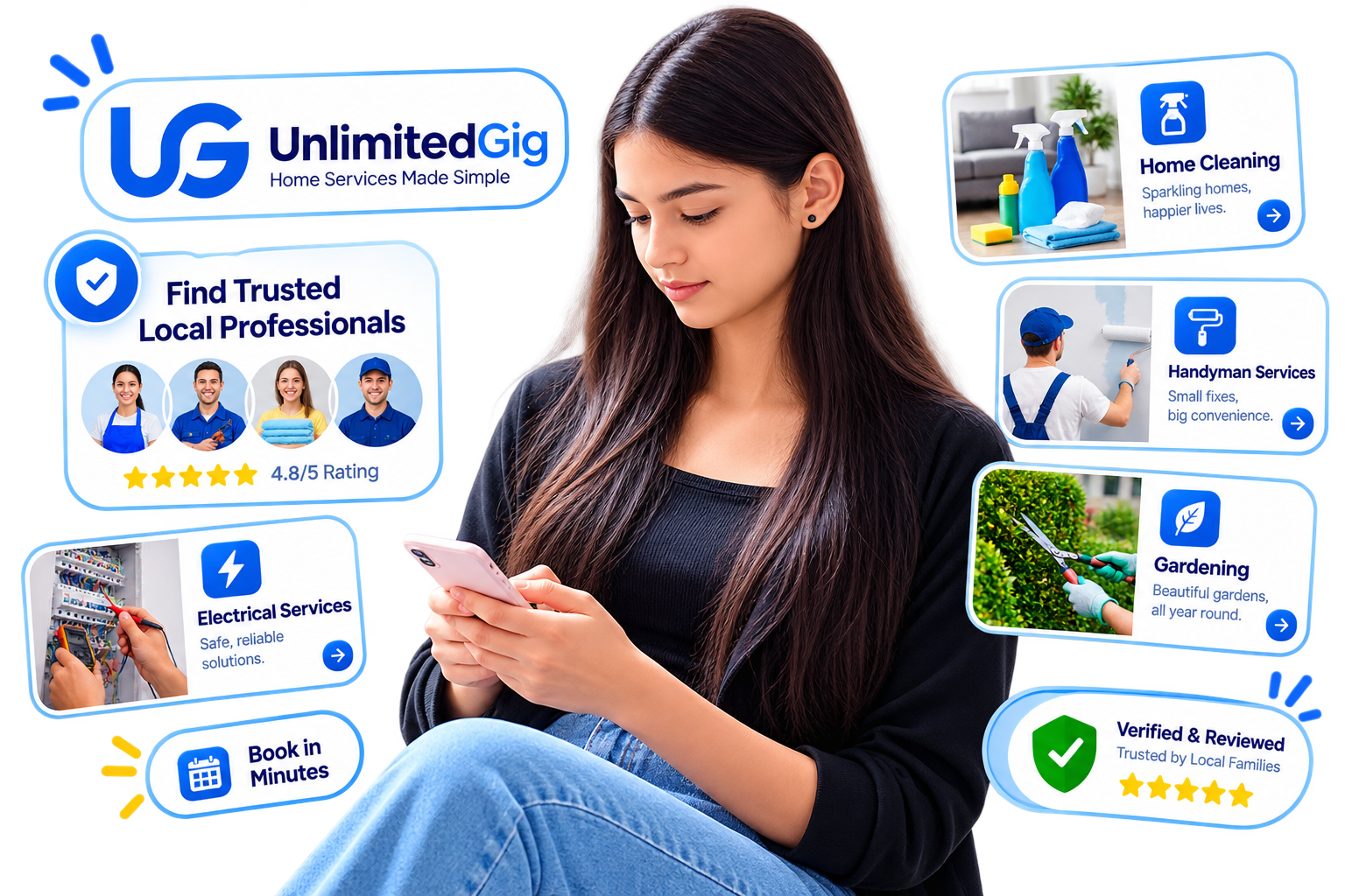 Customer booking a service on the Unlimited Gig app