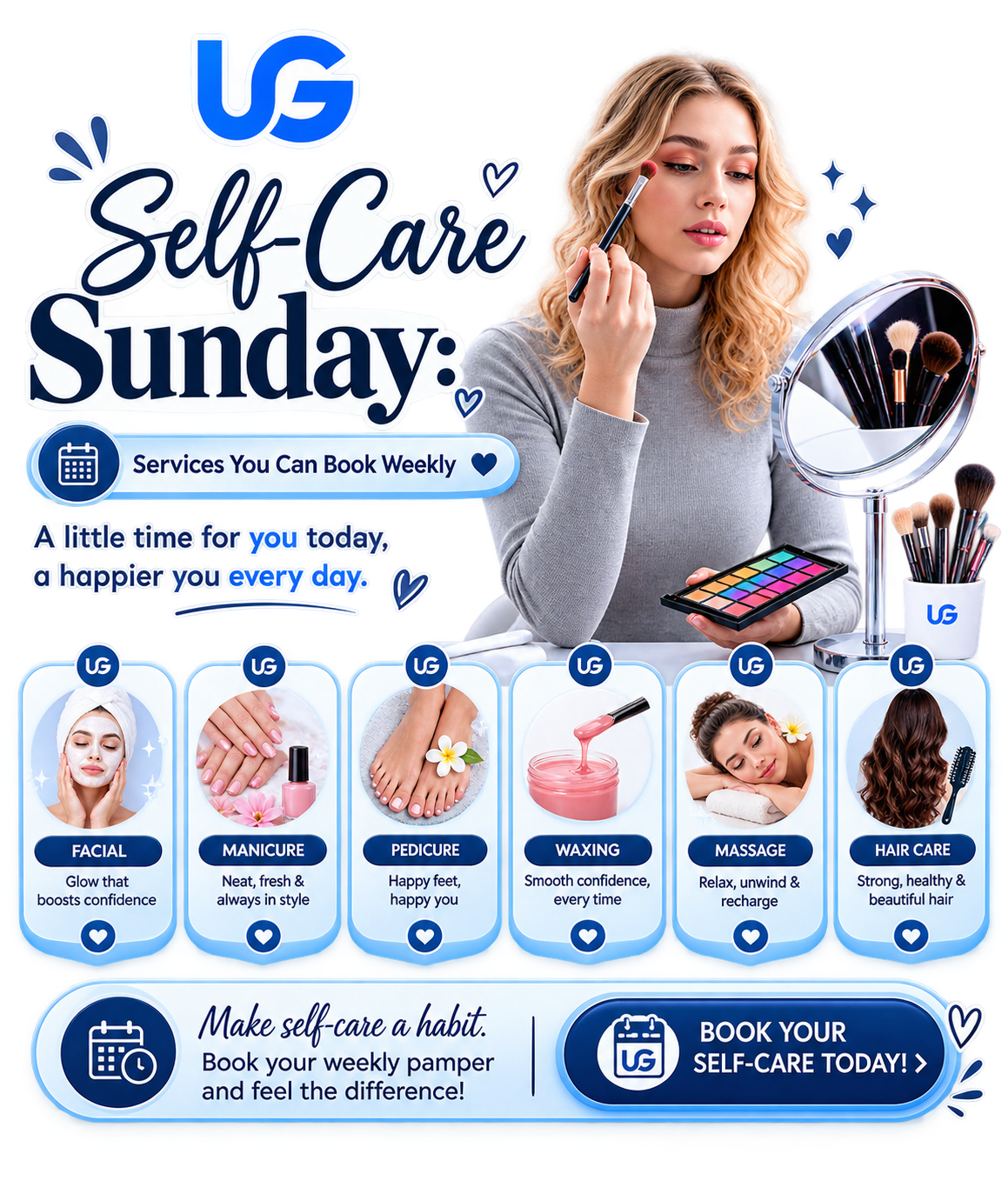 Self-Care Sunday weekly beauty and wellness services