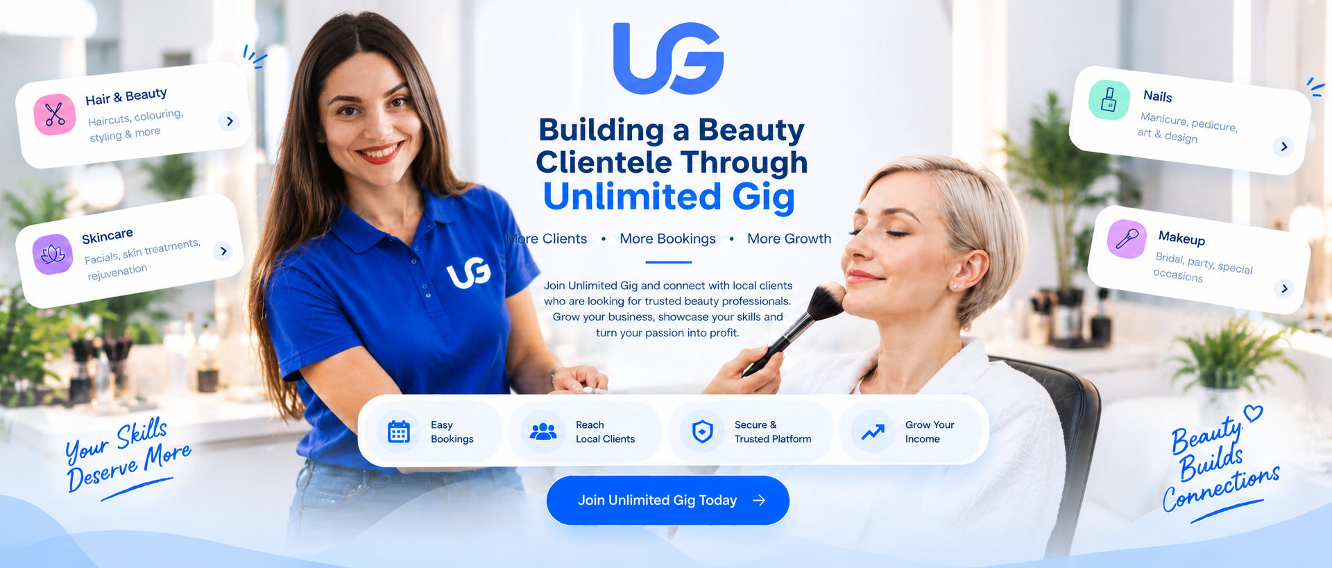 Building a Beauty Clientele Through Unlimited Gig - Mobile Specialist Welcoming Client