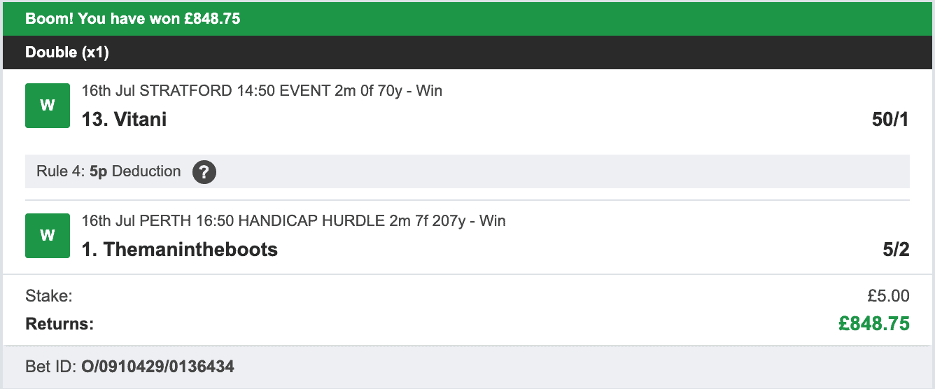 BestSystemBets WON £843.75 from £5 Bet