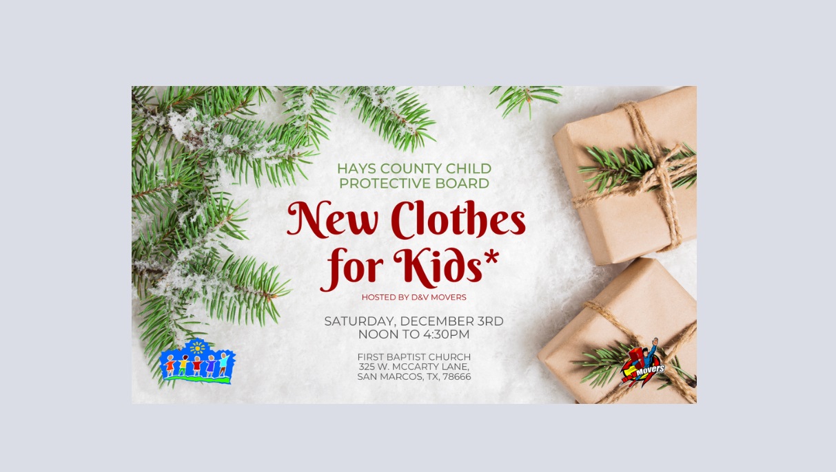 D&V Movers Empowers Kids with New Clothes, Supports Hays County Child Protective Board