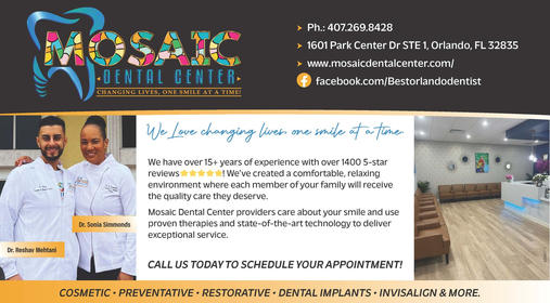 Mosaic Dental Center Expands in Orlando: 15+ Years of Excellence and 1,500+ Five-Star Reviews Now Welcoming New Patients