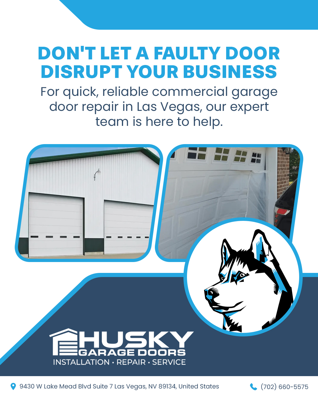 Get Expert Commercial Garage Door Repair Services in Las Vegas with Husky Garage Door Repair Summerlin