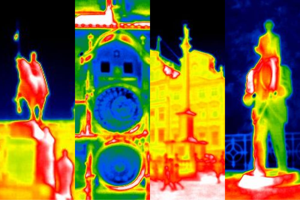 Фото: съемка с тепловизором показала, как нагреваются пражские достопримечательности