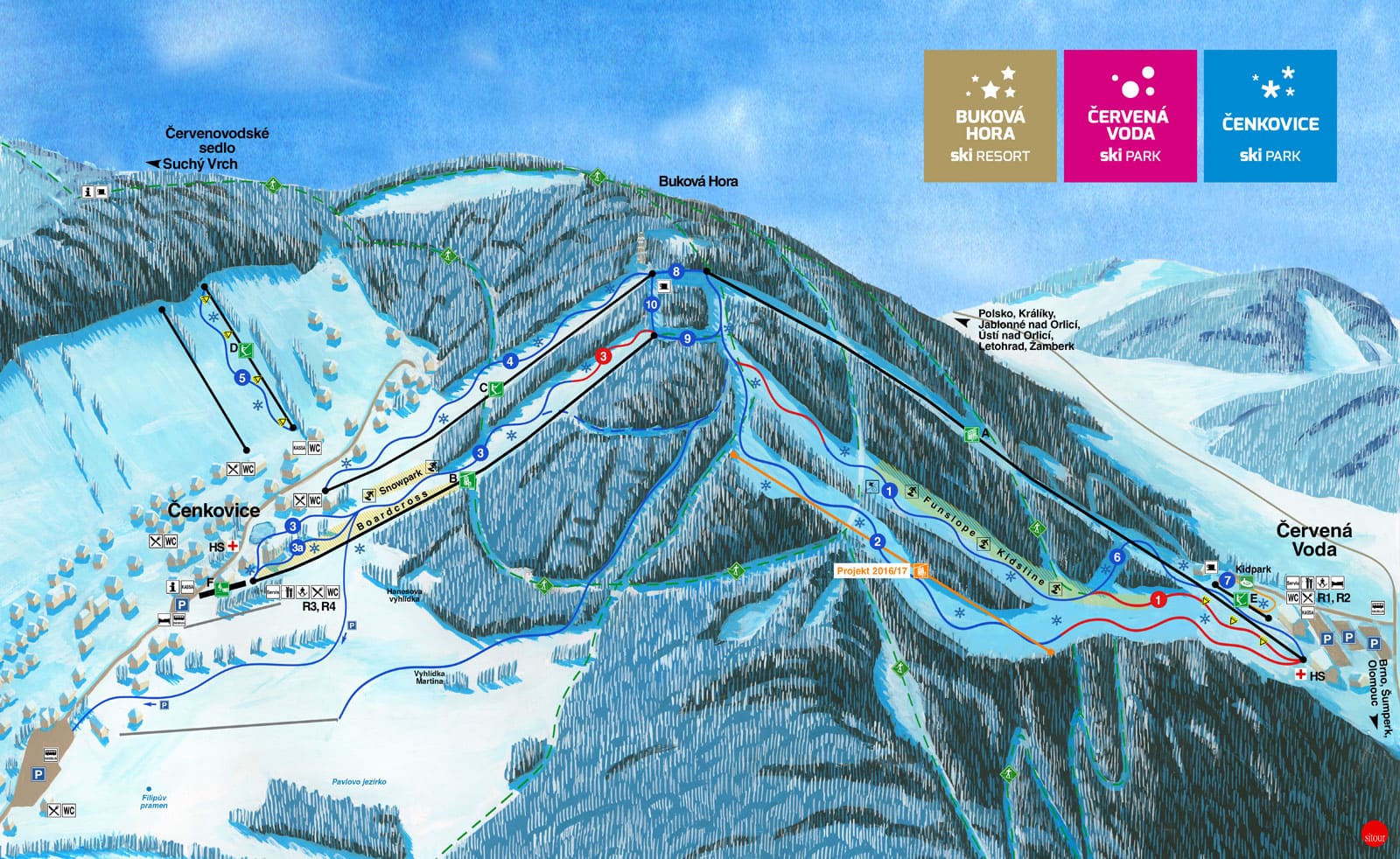 Карта спусков Skiresort Buková hora