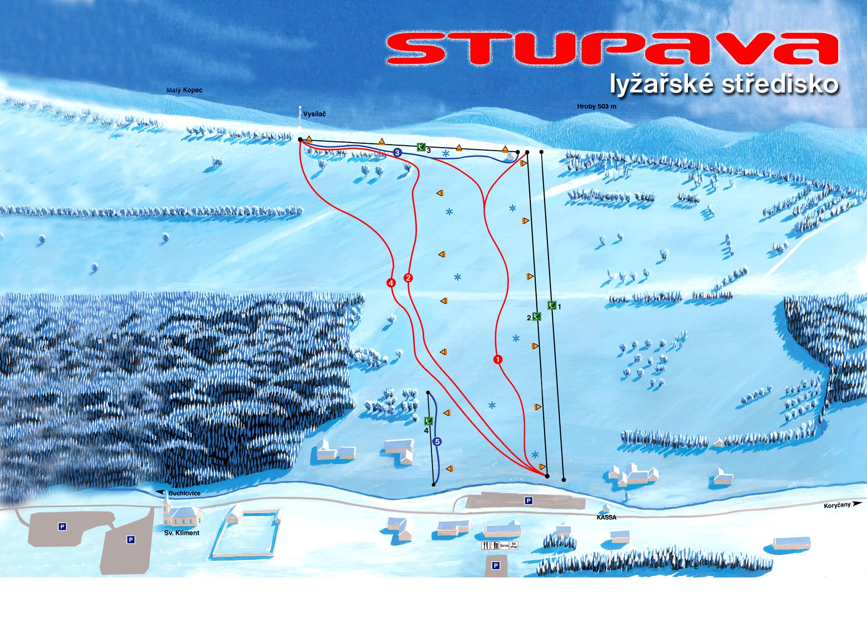 Карта спусков Lyžařské středisko Stupava