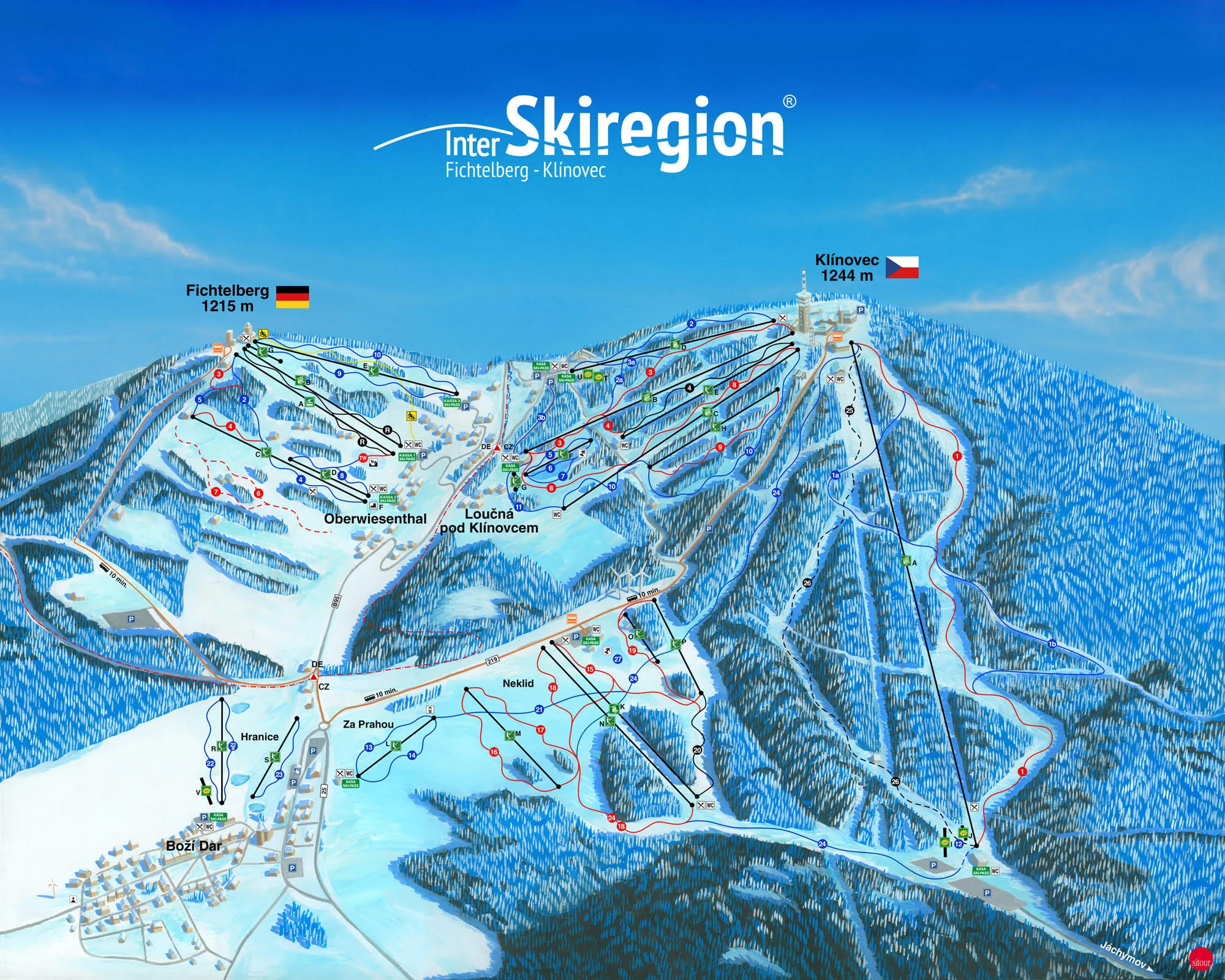 Карта спусков Skiareál Klínovec