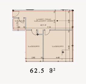 3 xonali keng kvartira — 62.5 m2