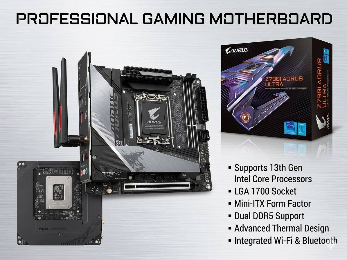 Mini-ITX Gigabyte Z790I AORUS Ultra — to'liq komplekt