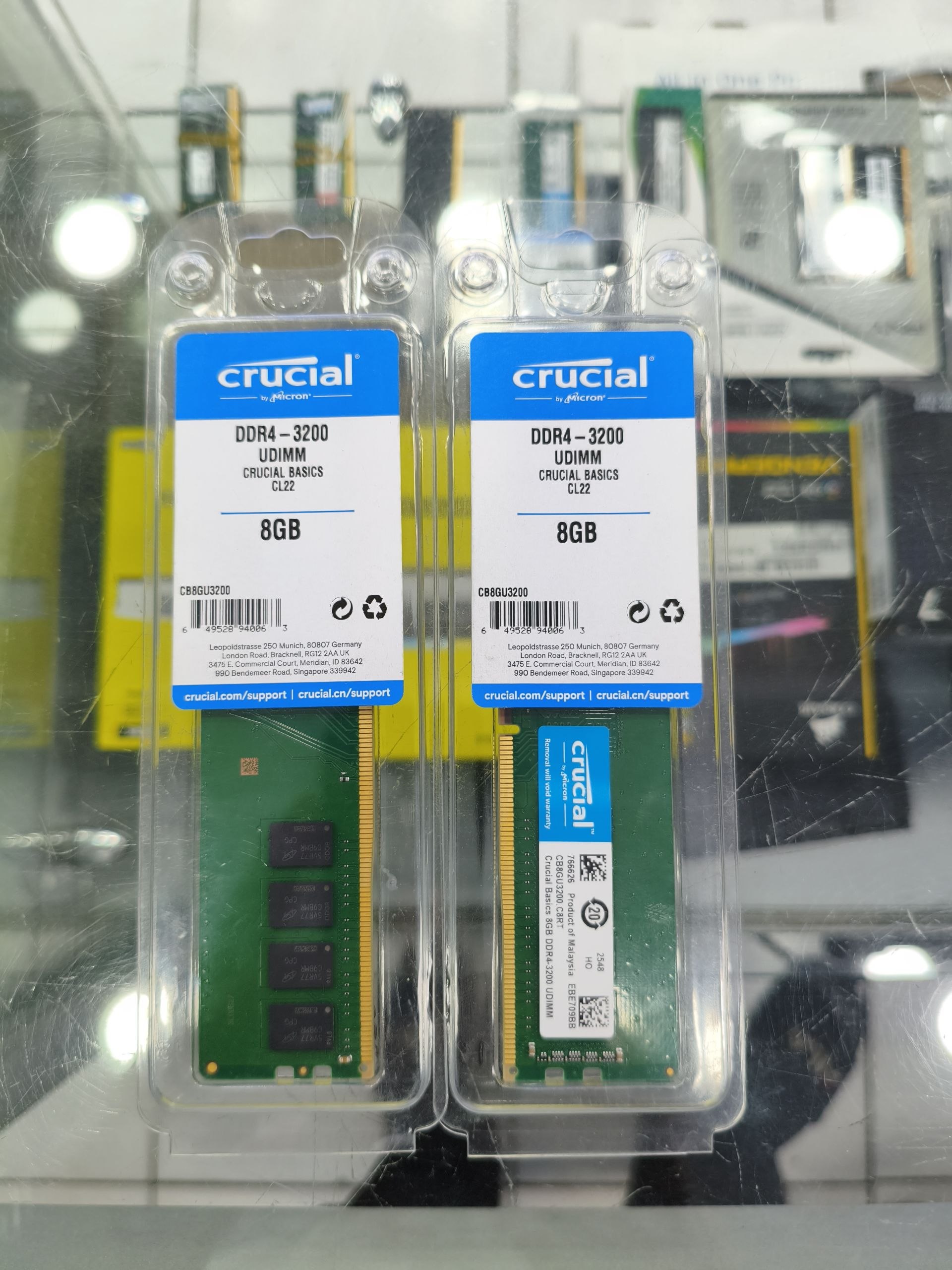 Crucial 8GB 3200Hz DDR4 — yangi, 6 oy garantiyali