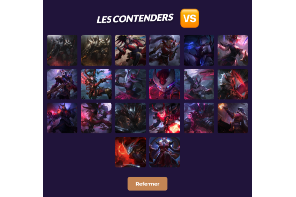 L’affichage des contenders