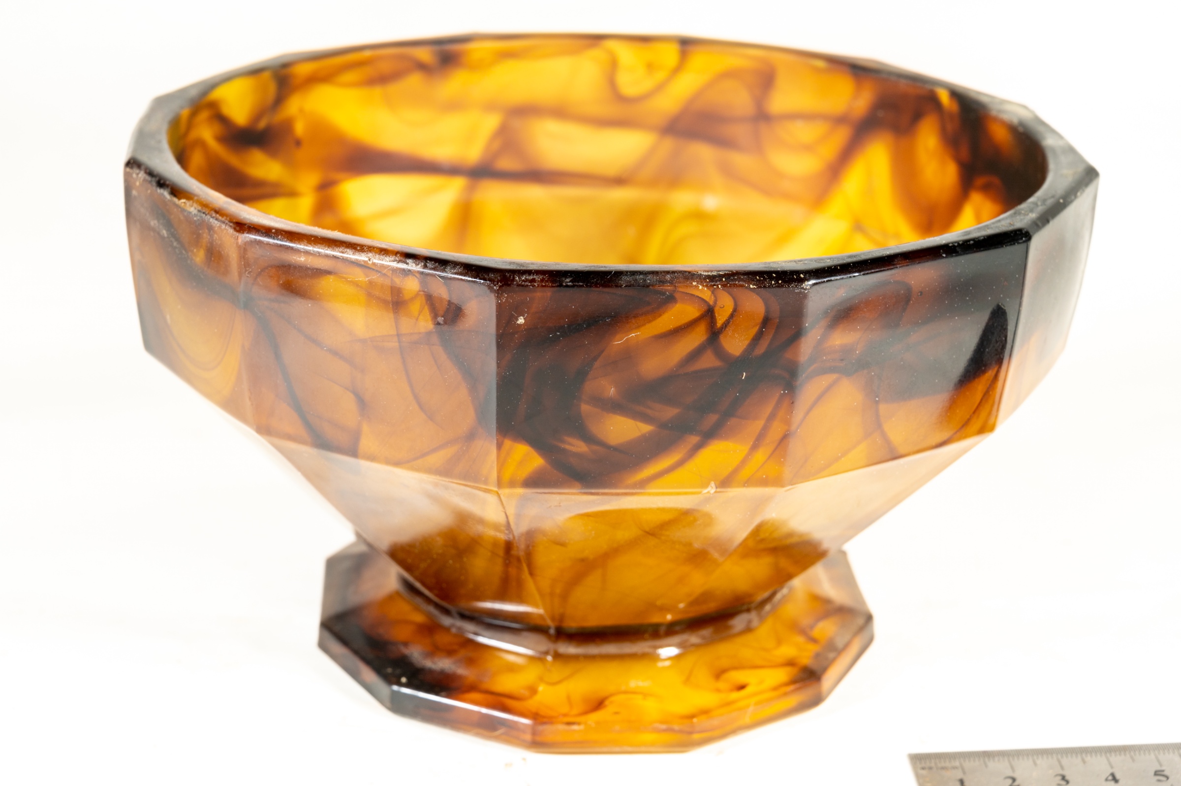 Davidson amber cloud glass bowl, 1930s — $75 – $125