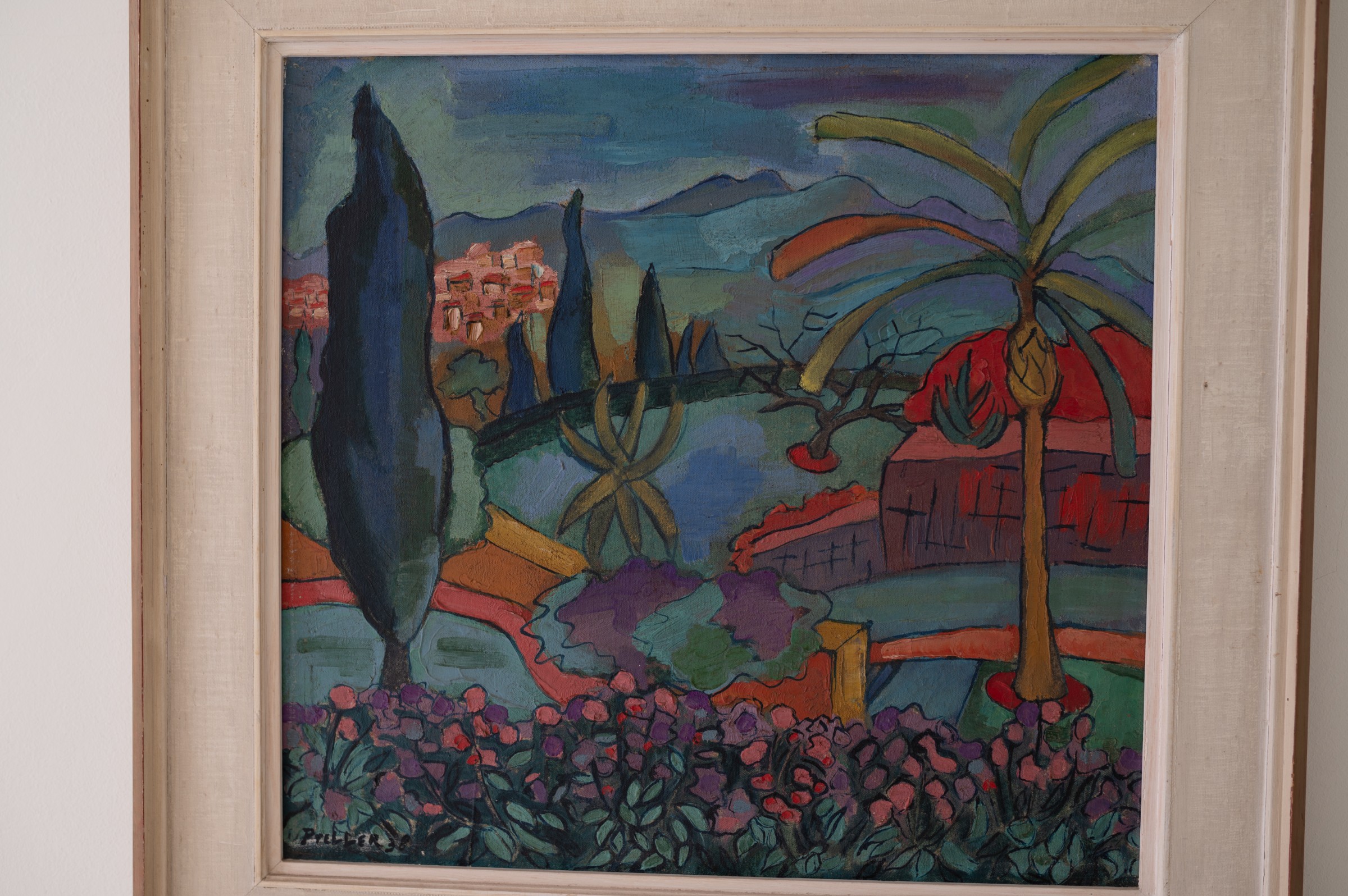 Alexis Preller, 'Village Scene', oil on hessian, 1938 — estimate: $40,000 – $60,000