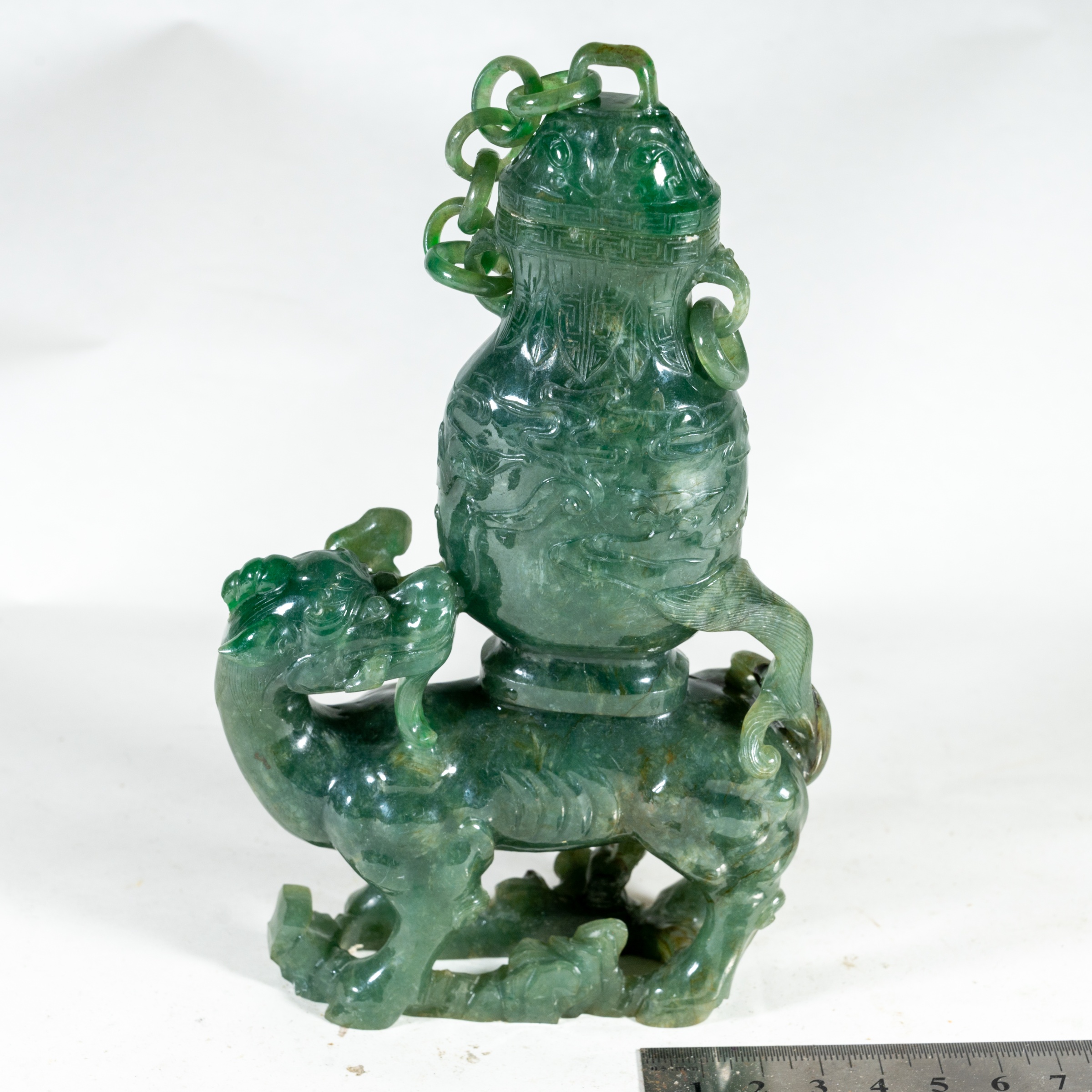 20th-century jadeite vase on a bixie — estimate: $8,000 – $12,000