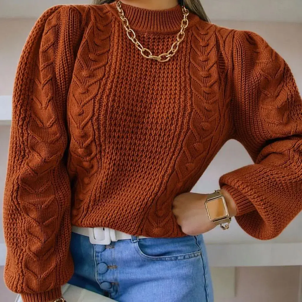 Blusa Feminina  Tricot Pipoca Frio Manga Bufante