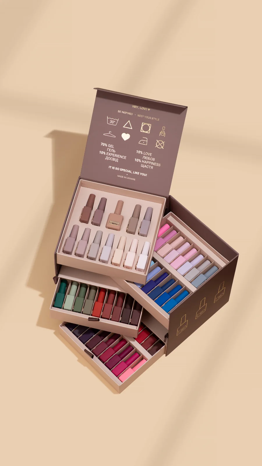 Geschenkbox Gel-Lack-Box mit 66 Farben von HeyLove, 66 Stück
