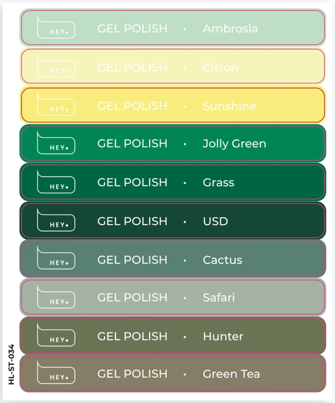 Farbnamen-Sticker Farbnamen-Sticker Gel Polish (Ambrosia–Green Tea) von HeyLove, 1 Stück