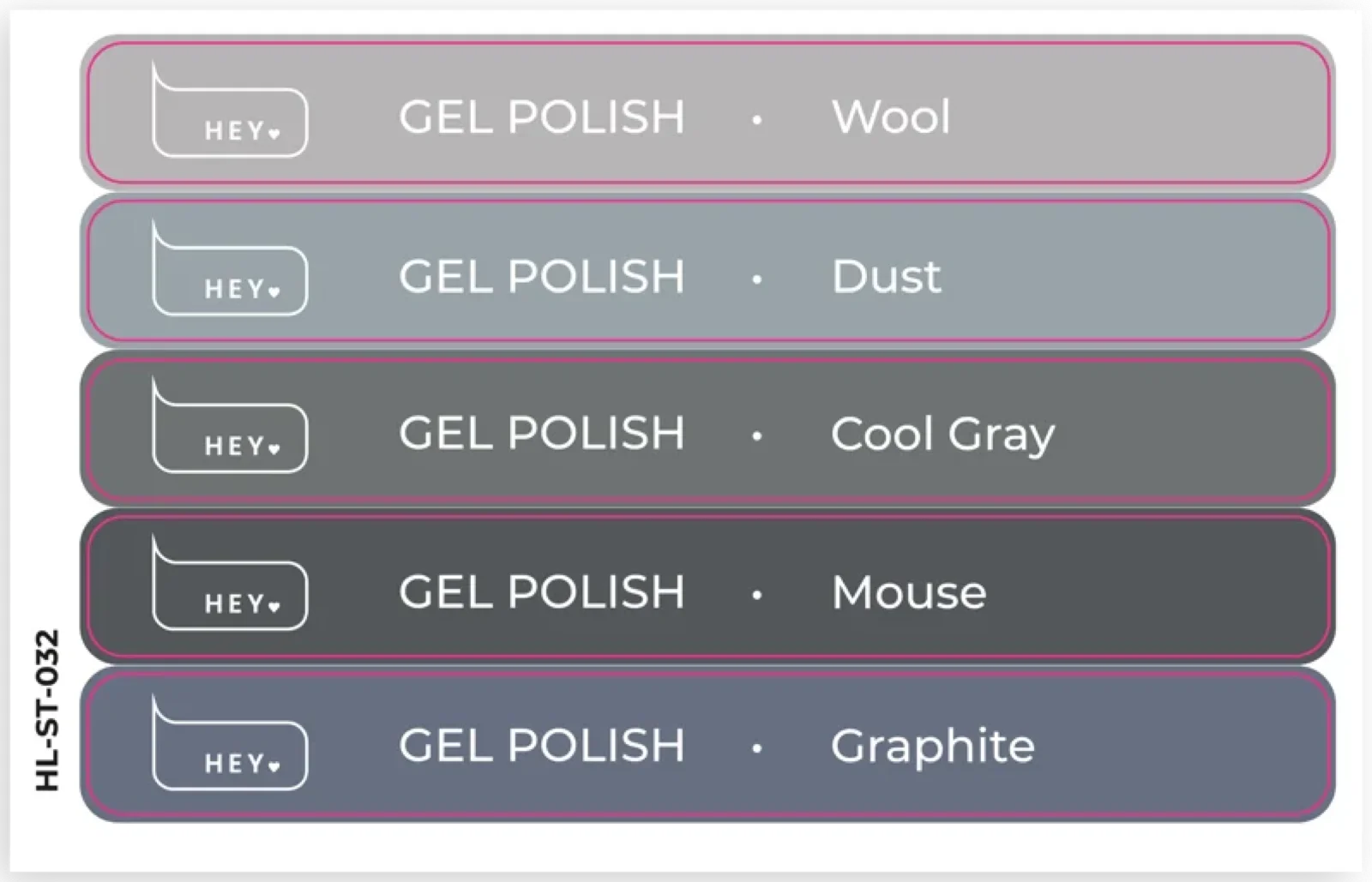 Farbnamen-Sticker Farbnamen-Sticker Gel Polish (Wool–Graphite) von HeyLove, 1 Stück