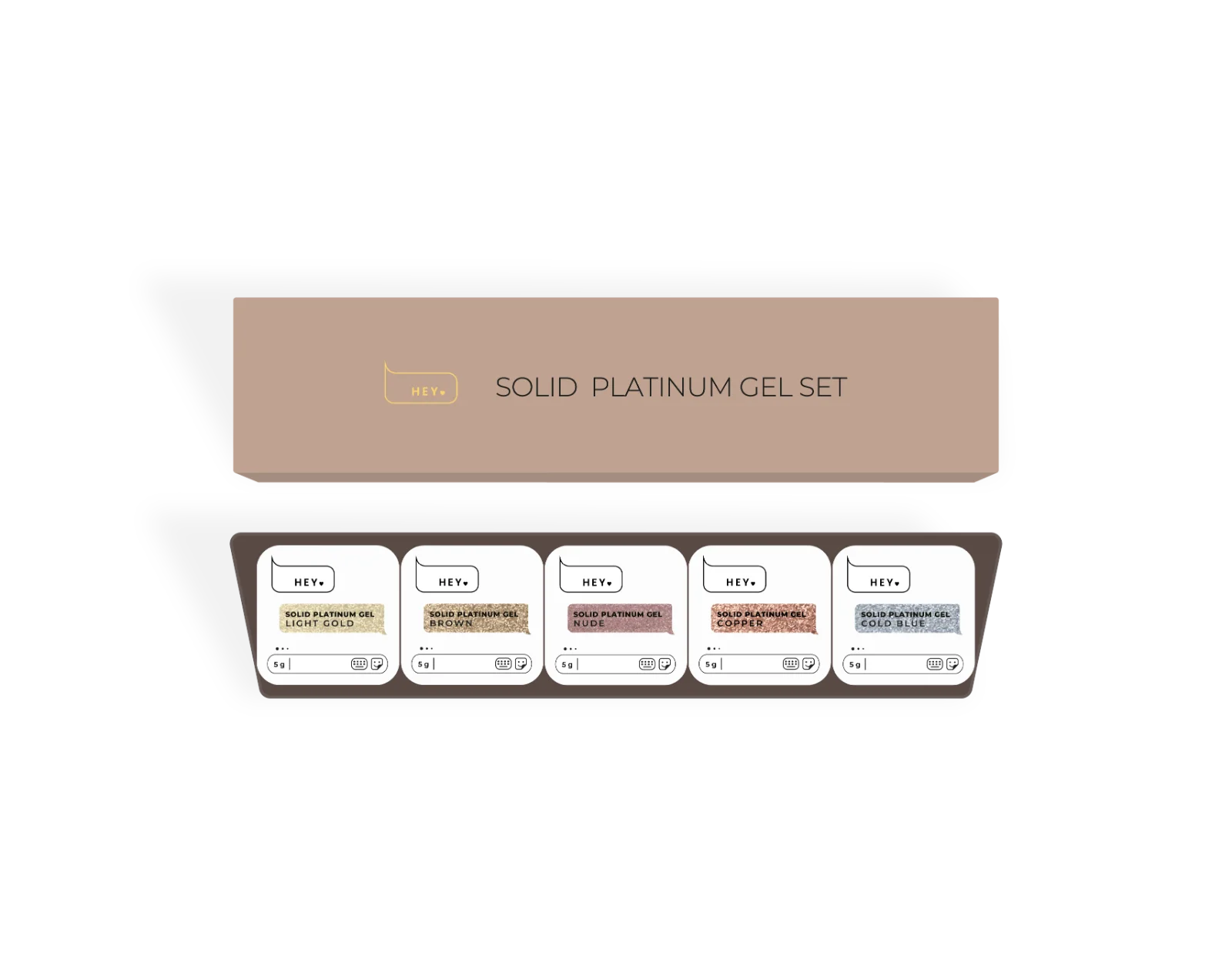 Set Solid Gel Set 2 (5 × 5 g) von HeyLove, 5 Stück